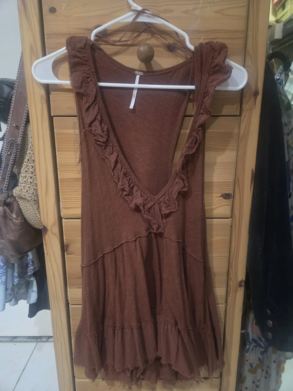 Free People Rust Ruffle V-Neck Tank - Picture 3 of 4